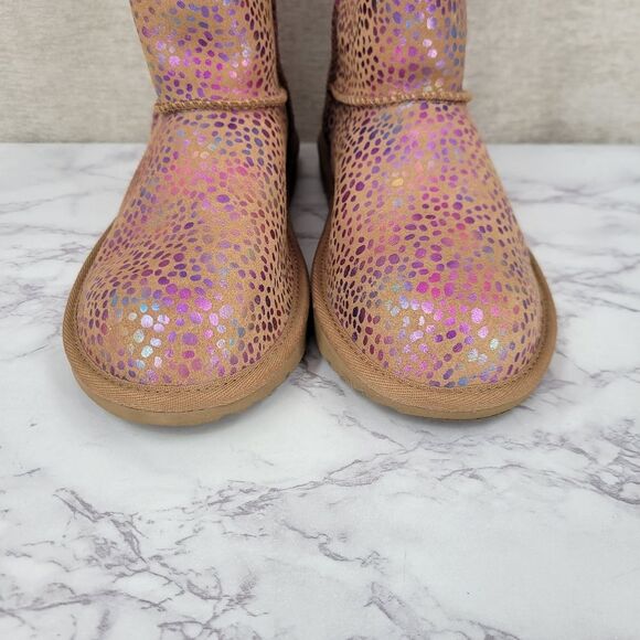Ugg Classic Pink Metallic Spots Chesnut Sparkle Boots Women's Size 6 - Picture 11 of 16